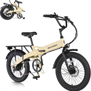 Folding Electric Bike for Adults, 20"×3.0 Fat Tire Electric Bicycle, 374.4Wh Battery Ebike, 20MPH Electric Cargo Bike with LCD Color Display & 6 Speed Gears (Fits for 5'0"+)