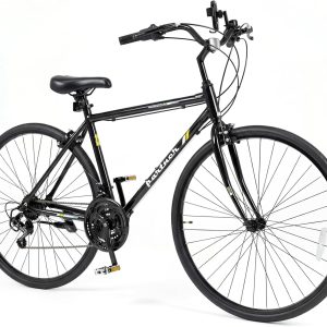 Goplus Hybrid Bike, 18-Speed 700C Urban Commuter Bicycle, Shimano Drivetrain, Lightweight Aluminum Frame, Dual Caliper Brakes, Phone Holder, 85% Pre-Assembled City Bicycle for Men Women Adult