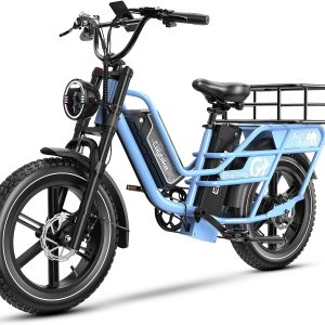 Dual Battery 48V 60AH Electric Bike for Adults, 160 Miles Long Range Cargo Ebike with Removable 2880WH Battery, 1450W Peak Motor Electric Bicycle, 20" x 4" Fat Tire Hydraulic Brakes E Bike