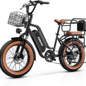 EUYBIKE Electric Bike for Adults, 20"x 4" Fat Tire Cargo Ebike with Seat, 1450W Peak 2 Seater Commute Bike with 48V 20AH Removable 960WH Battery, 80 Miles Max Range 7-Speed Step-Thru Electric Bicycle