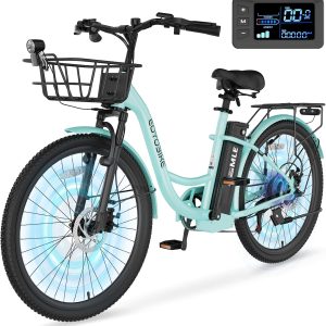 MOONCOOL Electric Bike for Adults, 700W Peak Power Cruiser Electric Bikes