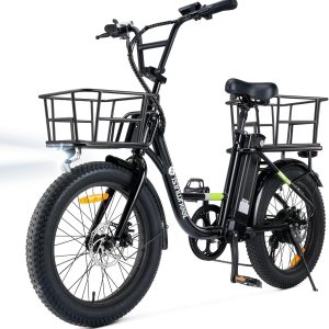 isinwheel U7S Electric Bike for Adult,Peak 1500W Motor 48V 20Ah Battery Up to 20+ MPH & 80 Miles Step-Thru Cargo Ebike,7-Speed All Terrain Fat Tire Front Suspension E-Bike