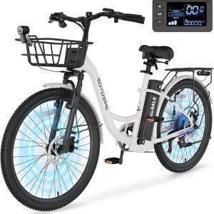 MOONCOOL Electric Bike for Adults, 700W Peak Power Cruiser Electric Bikes