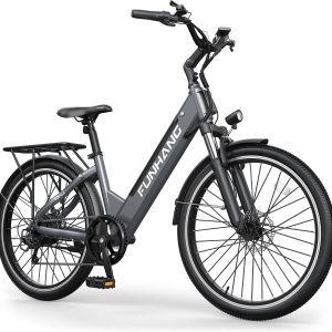 Funhang Electric Bike for Adults, 1000W Peak Ebike, 50Miles Step Thru Electric Bicycle, 26" Commuter E Bikes with 48V Built-in Removable Battery, Adjustable Stem, 7-Speed, UL 2849 Certified