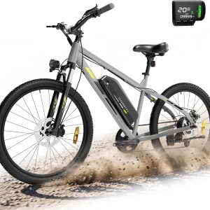 INVANTI Electric Bike for Adults with 55 Miles, Peak 750W Motor, 20 MPH Commuting Electric Mountain Bike with 26" Tires, Front Fork Suspension, 7-Speed Gears, LCD Display and Removable Battery